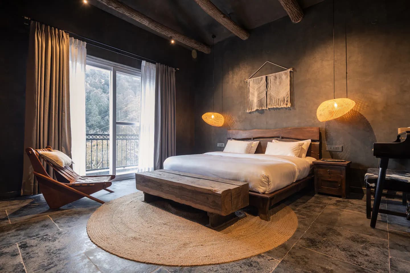 Luxurious bedroom at Salud villa with mountain view