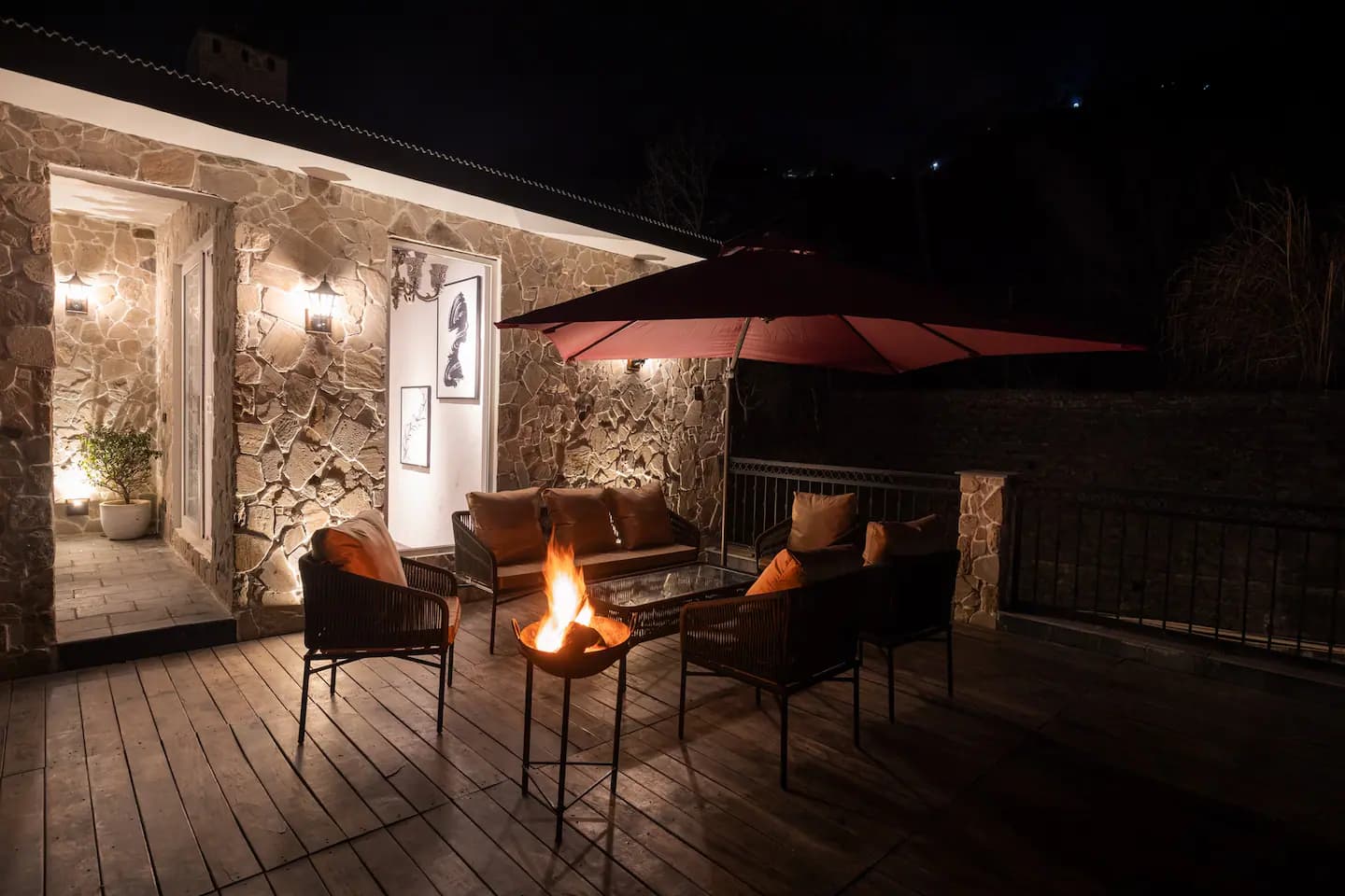 Salud villa terrace with Shivalik Hills view